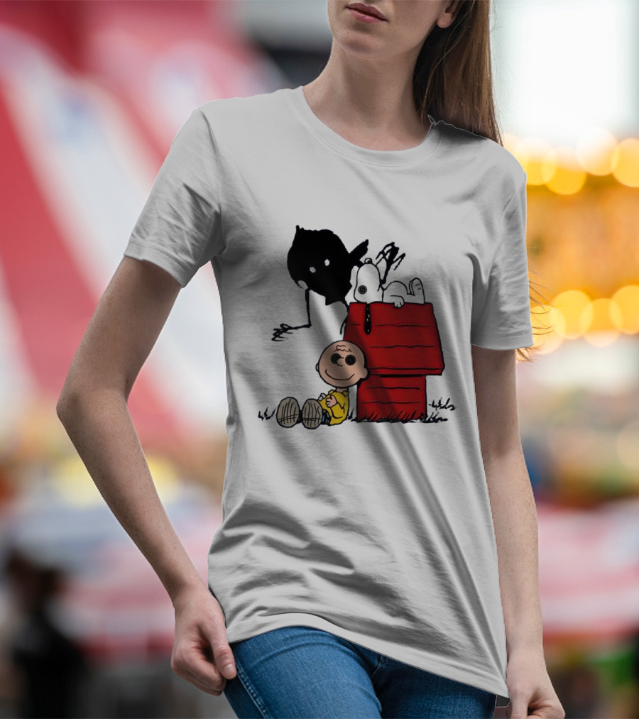 Charlie Brown Snoopy Woodstock Shadow Doghouse T-Shirt