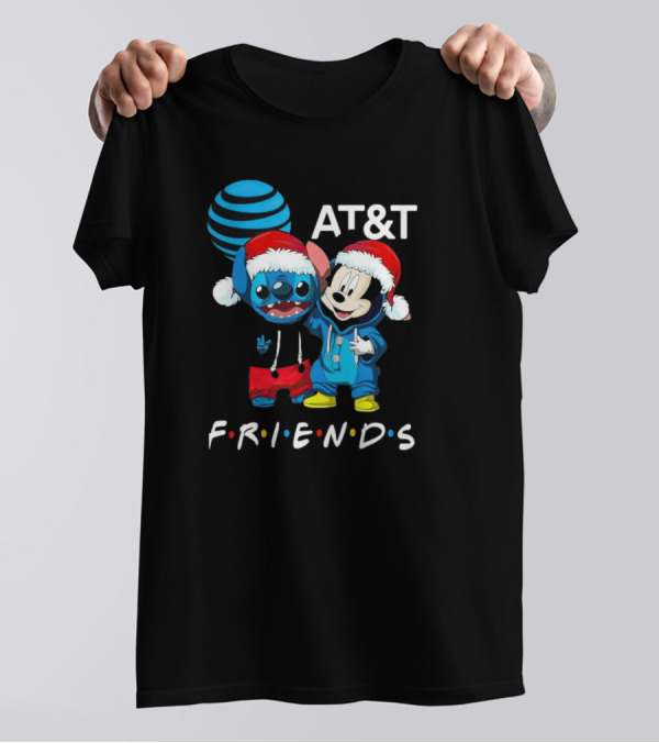 AT&T Christmas Friends Stitch And Mickey Mouse Holiday Cheer T-Shirt