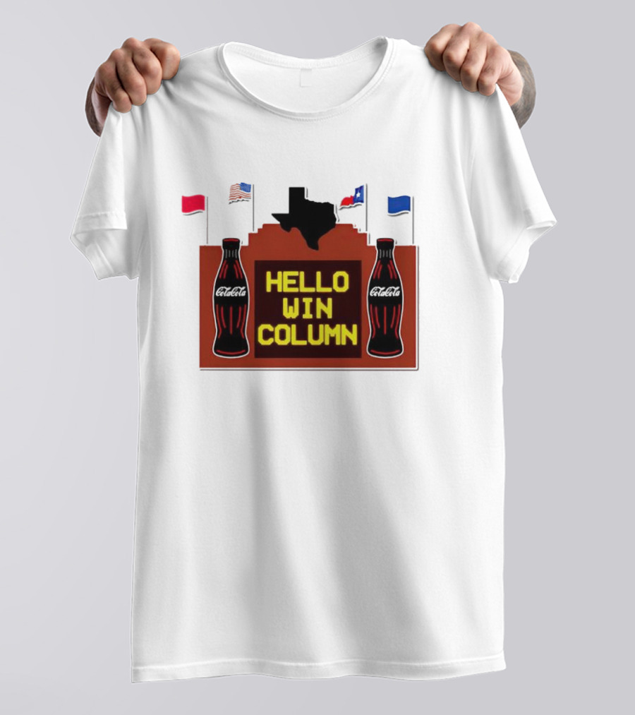 Hello Win Column Texas Rangers Flags Coca-Cola T-Shirt