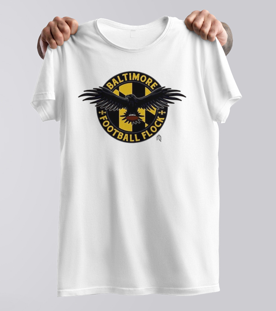 Baltimore Football Flock Raven Maryland Flag Crest T-Shirt