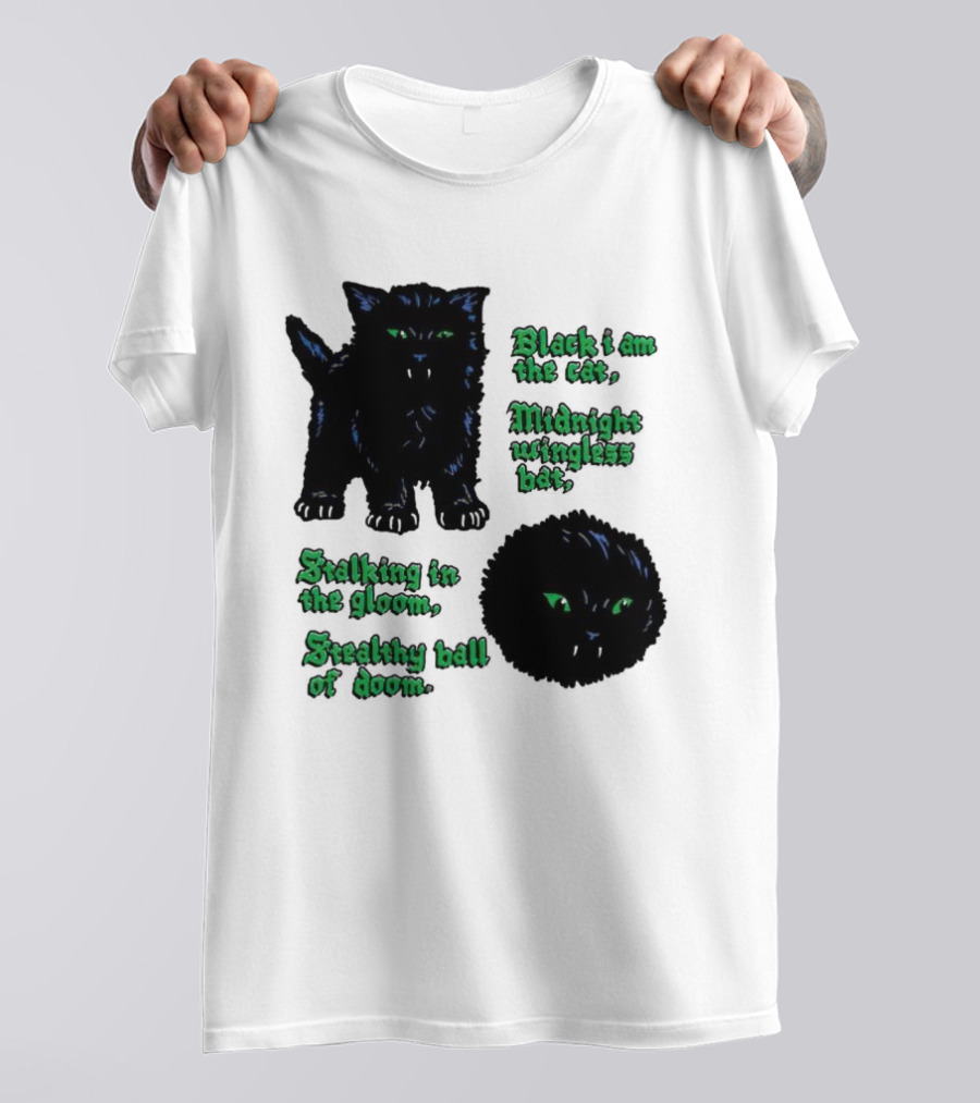 Black I Am The Cat Midnight Wingless Bat Stalking In The Gloom Stealthy Ball Of Doom T-Shirt