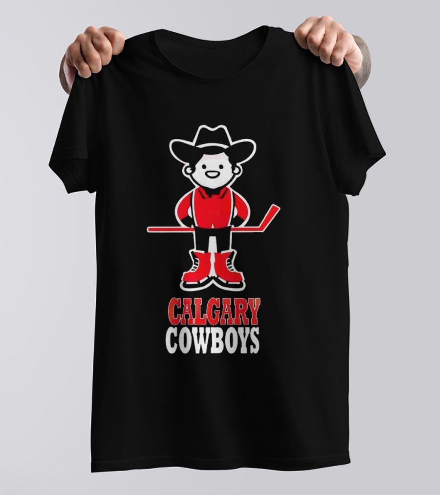 Calgary Cowboys Hockey Player In Cowboy Hat And Boots T-Shirt