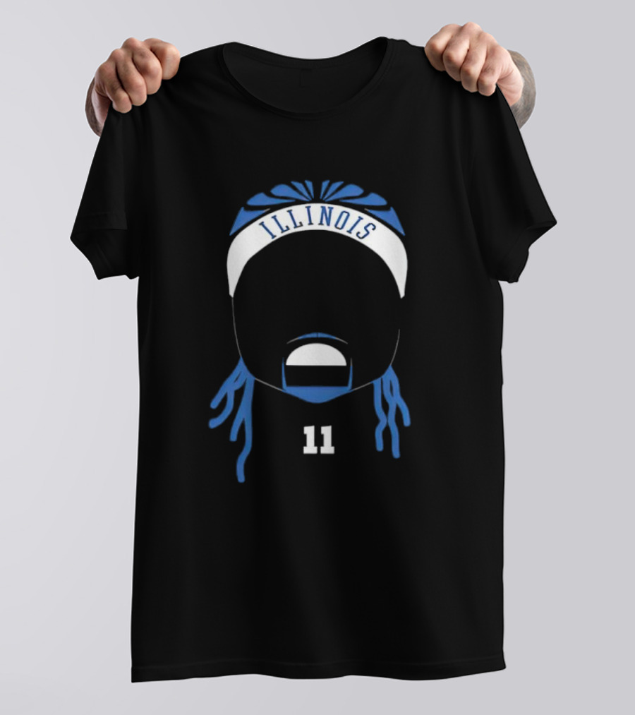 Dee Illinois Number 11 Basketball Icon Headband T-Shirt