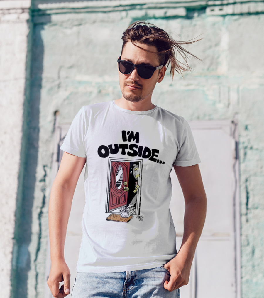 Frko I'm Outside Grim Reaper Door Comic T-Shirt