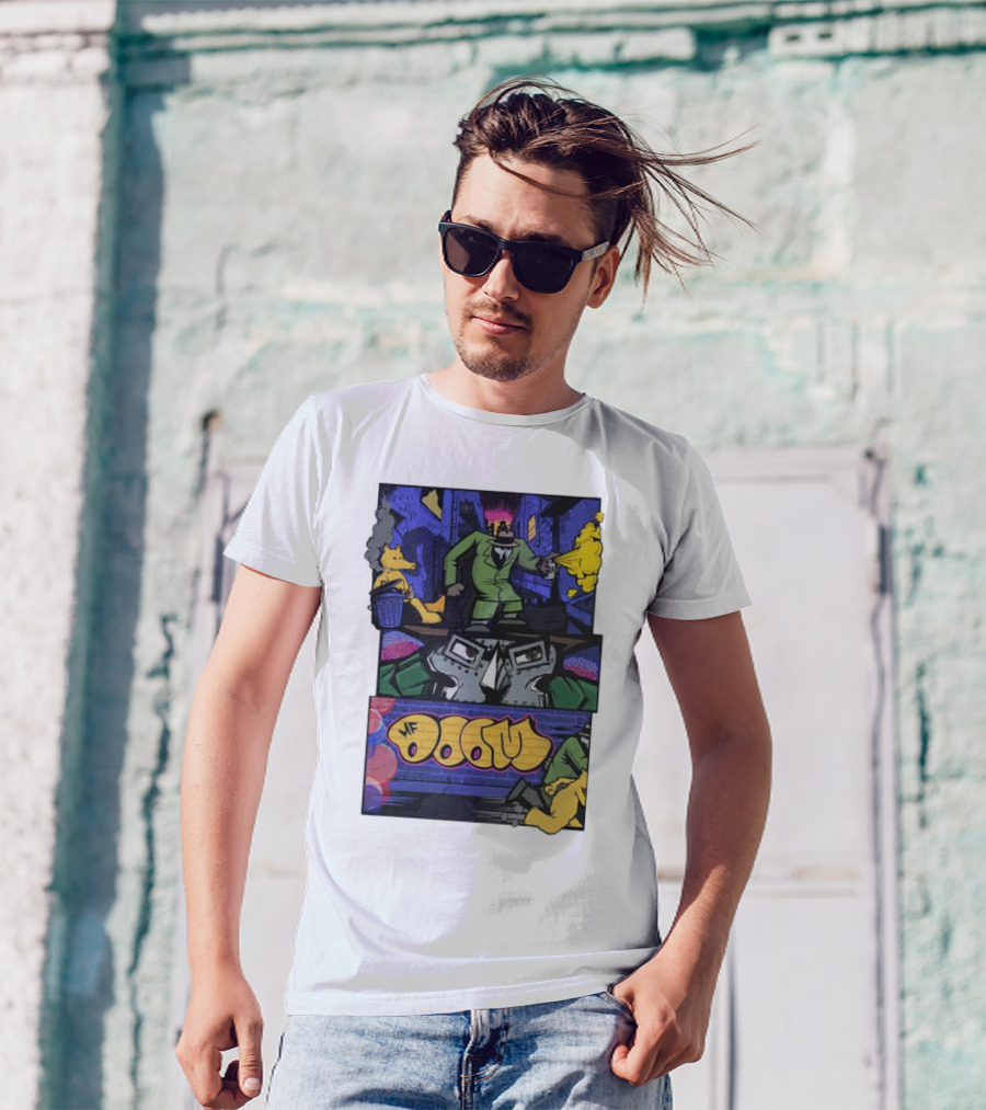 MF Doom Graffiti Comic Street Scene T-Shirt