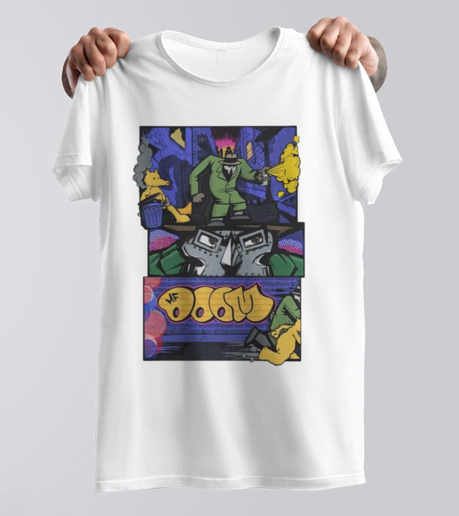 MF Doom Graffiti Comic Street Scene T-Shirt