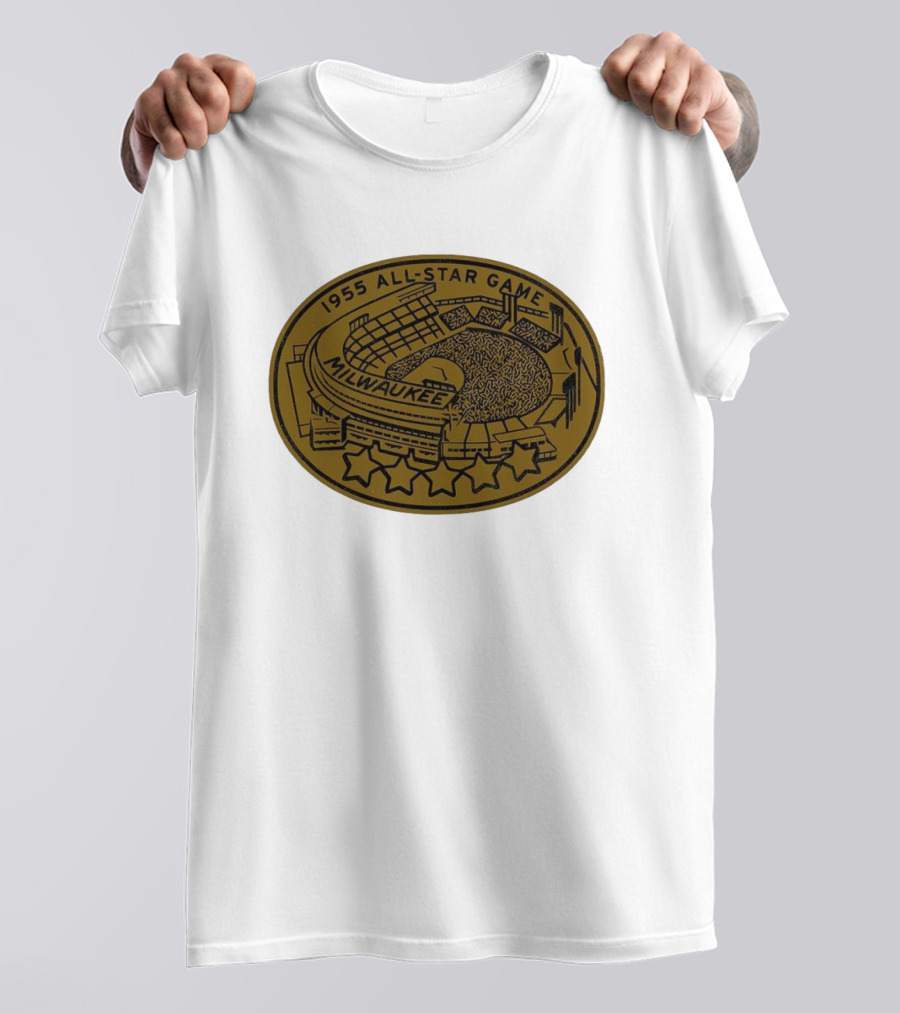 Milwaukee 1955 All-Star Game Stadium Five Stars Emblem T-Shirt