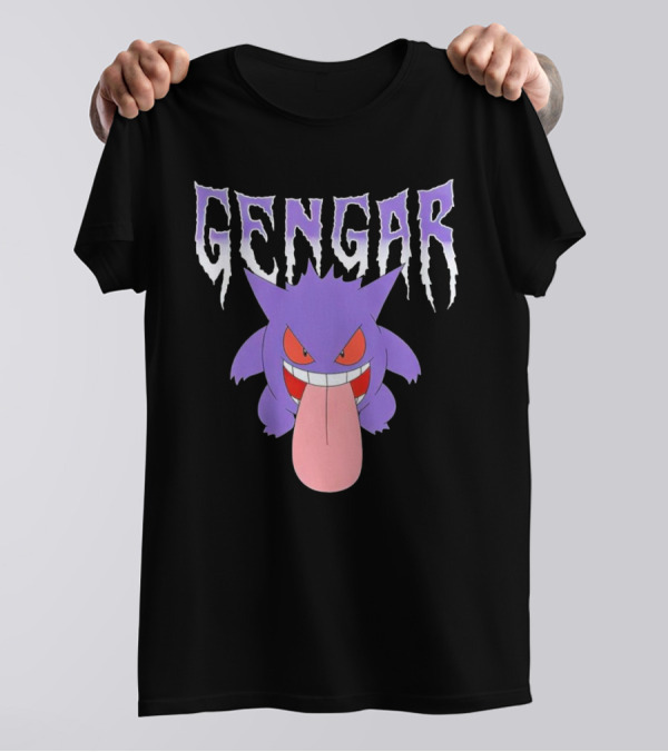 Pokemon Gengar Metal Typography Purple Monster T-Shirt