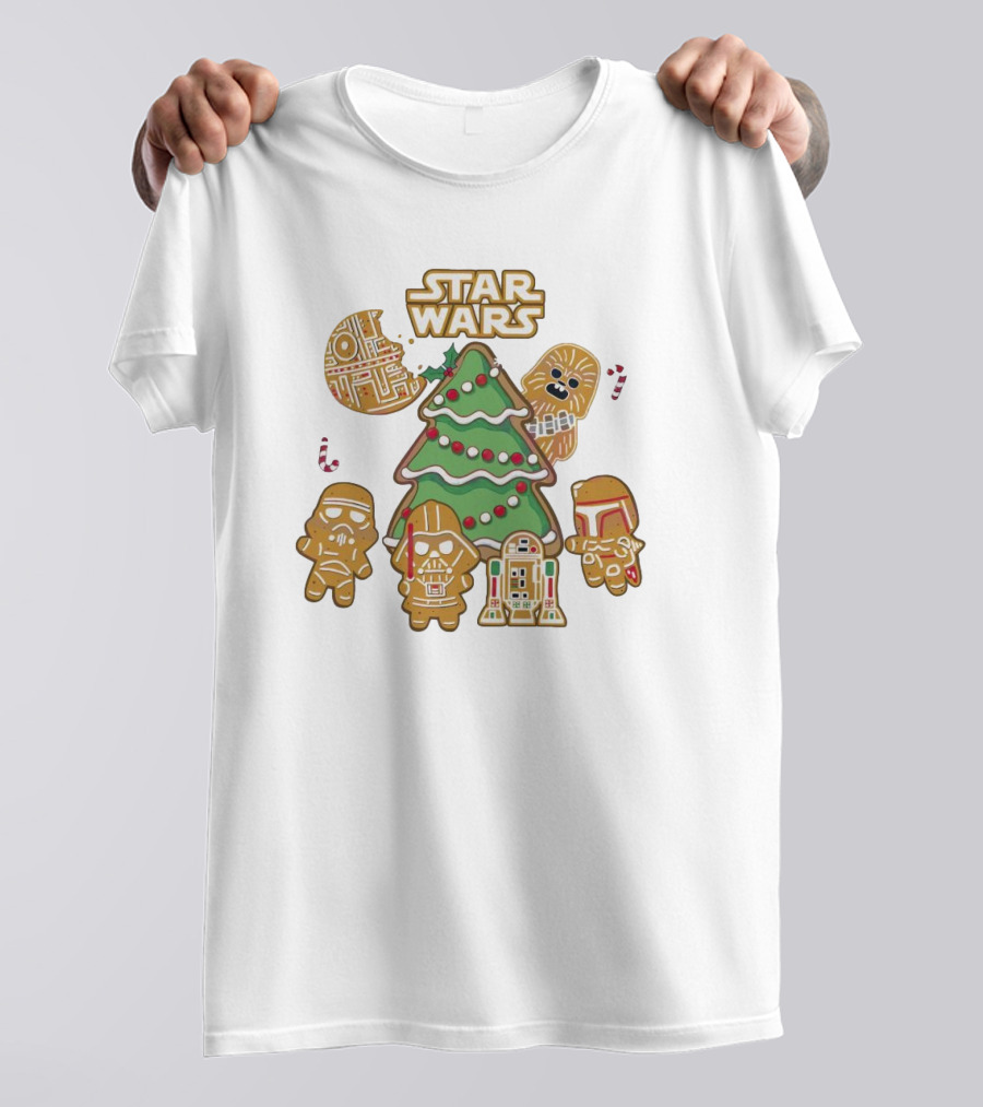 Star Wars Characters Gingerbread Christmas Tree Cookies T-Shirt