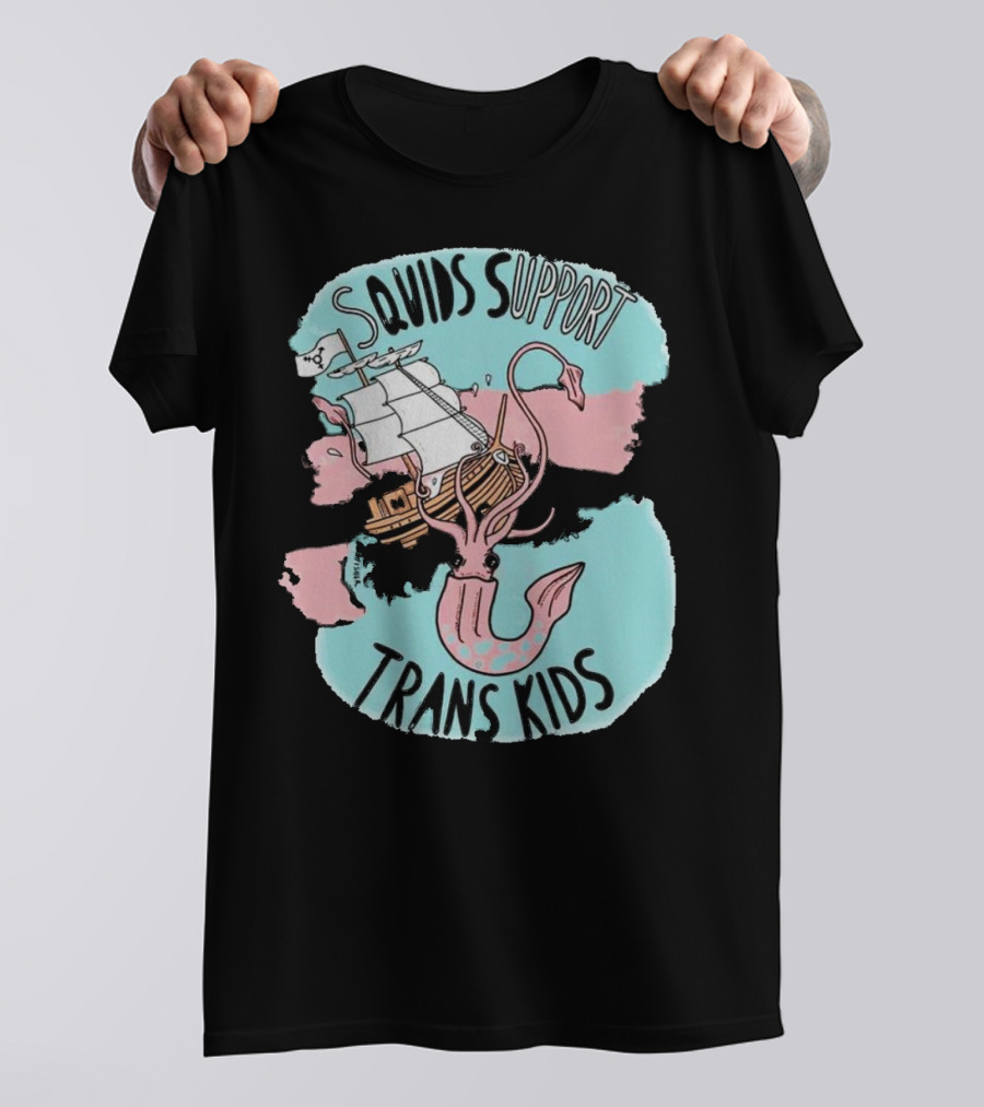 LGBT Squids Support Trans Kids With Pirate Ship T-Shirt