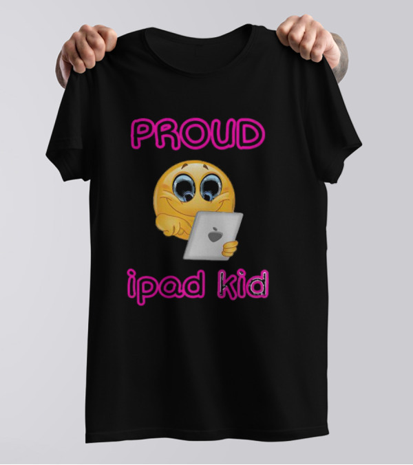 Proud Smile Emoji With IPad Kid T-Shirt