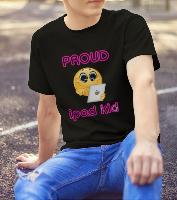 Proud Smile Emoji With IPad Kid T-Shirt