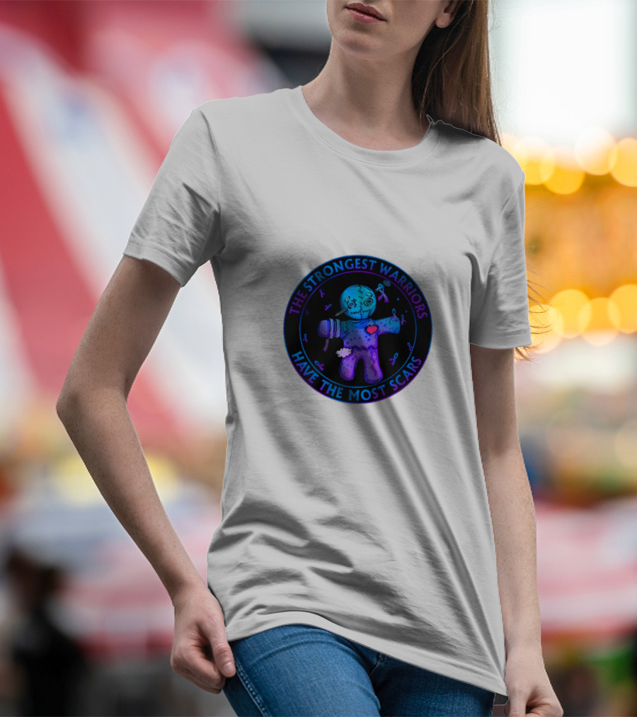 The Strongest Warriors Have The Most Scars Glowing Voodoo Doll T-Shirt