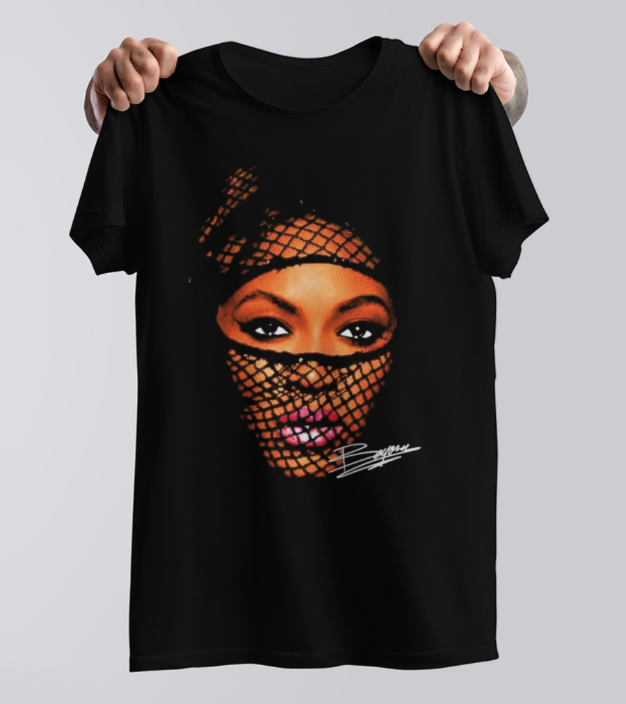 Beyonce Big Face Signature Vintage Mesh Look T-Shirt