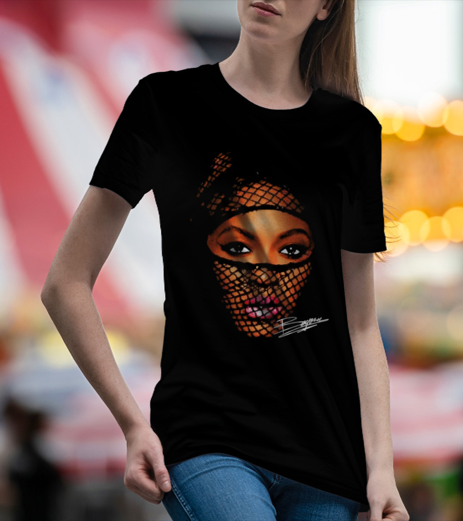 Beyonce Big Face Signature Vintage Mesh Look T-Shirt