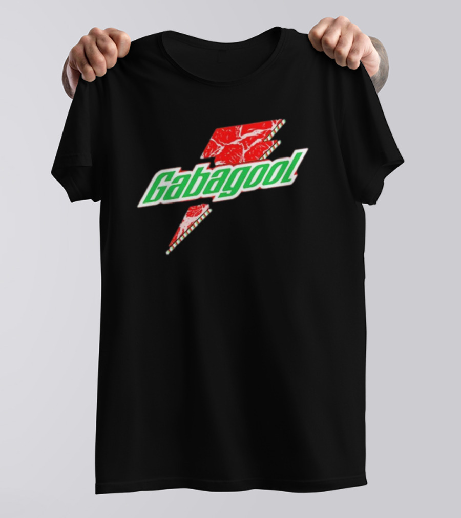 Gabagoolade Lightning Bolt Logo Meat Pattern Heavyweight T-Shirt