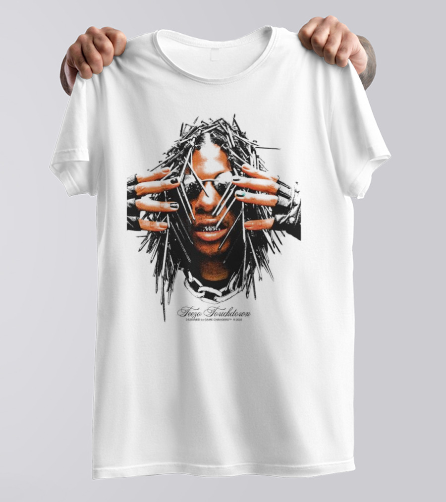 Teezo Touchdown Big Face Vintage Dark Sunglasses And Dreadlocks T-Shirt