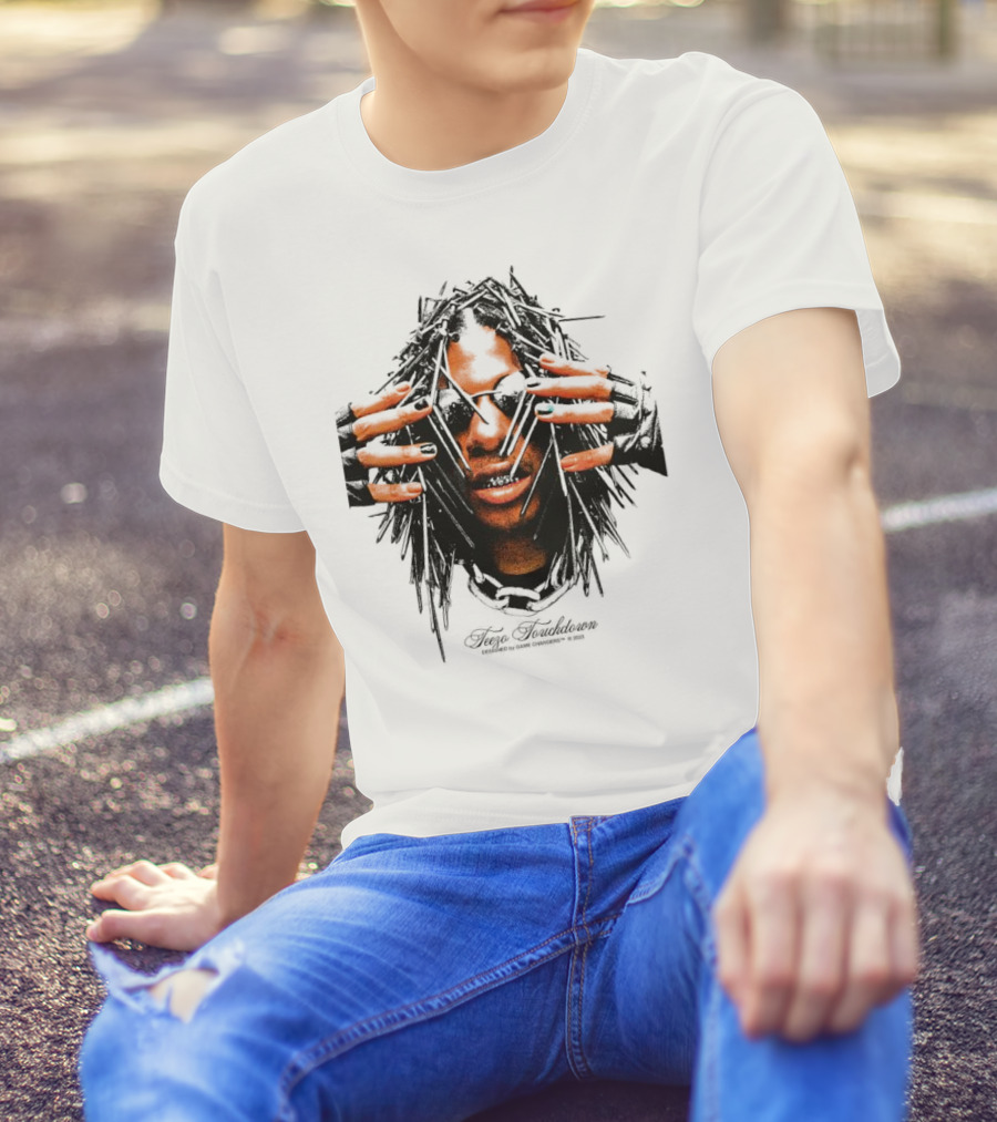 Teezo Touchdown Big Face Vintage Dark Sunglasses And Dreadlocks T-Shirt