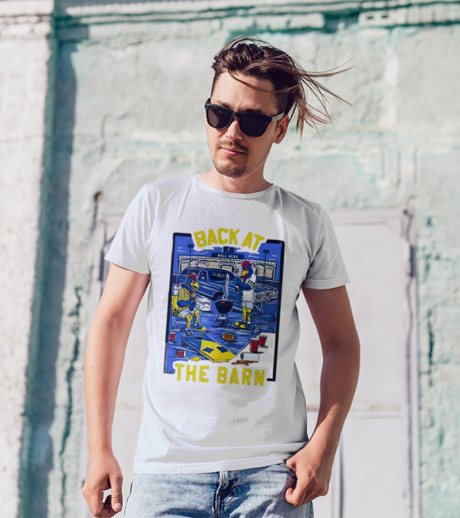 Back At The Barn Roll Hens Tailgate Scene With Cornhole And Grill T-Shirt
