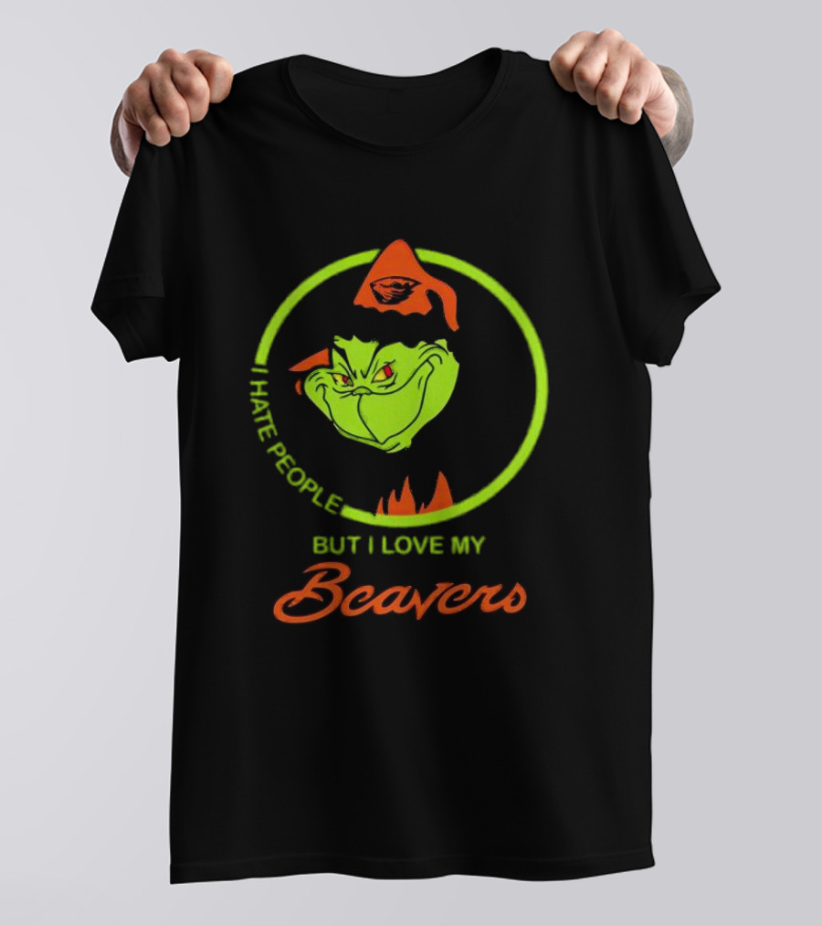 Grinch I Hate People But I Love My Oregon State Beavers Christmas T-Shirt