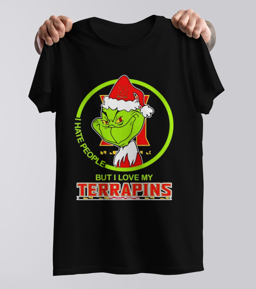 Grinch I Hate People But I Love My Maryland Terrapins Christmas T-Shirt