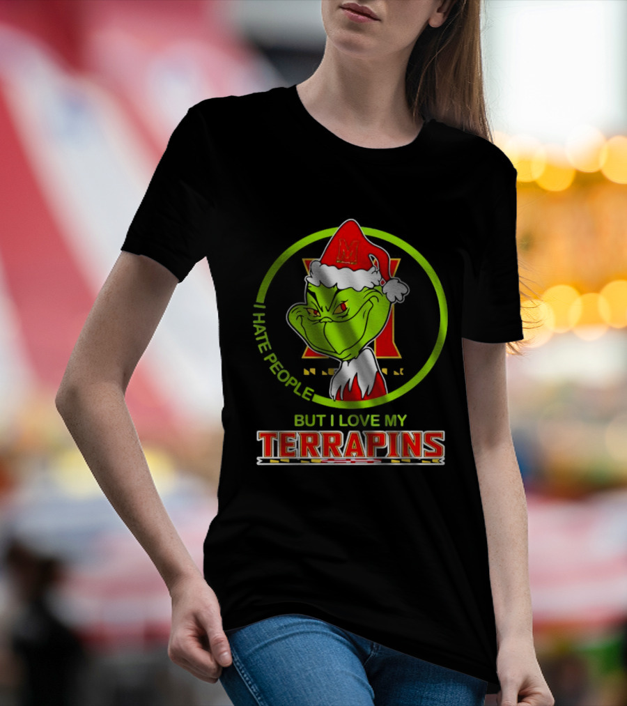 Grinch I Hate People But I Love My Maryland Terrapins Christmas T-Shirt