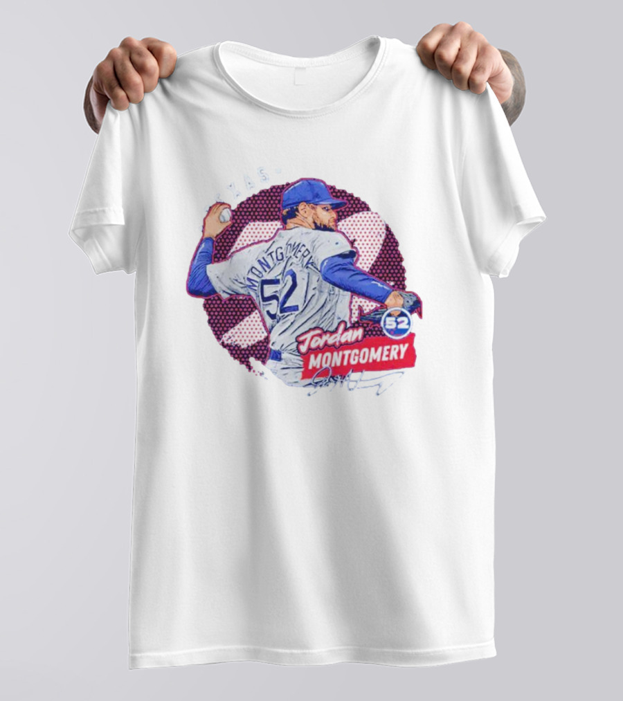 Jordan Montgomery Texas Baseball 52 Signature T-Shirt