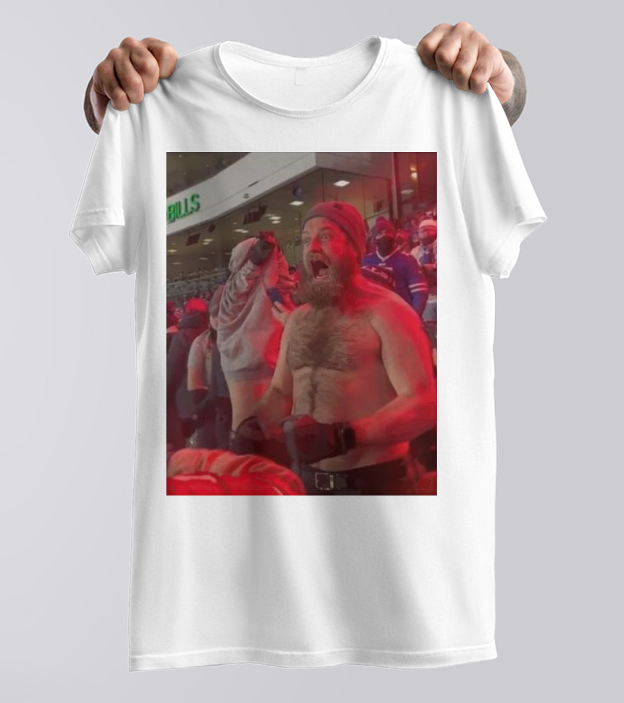 Buffalo Bills Shirtless Fan Game Day Excitement Ryan Fitzpatrick Scream T-Shirt