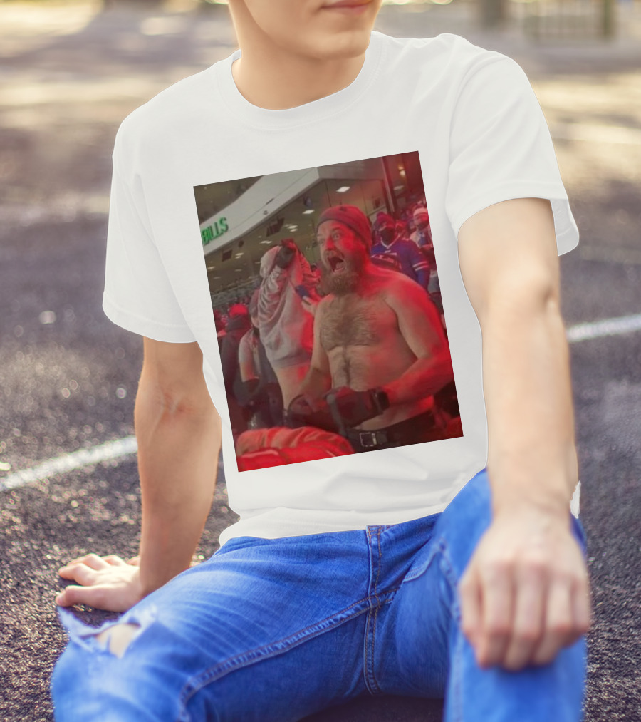 Buffalo Bills Shirtless Fan Game Day Excitement Ryan Fitzpatrick Scream T-Shirt