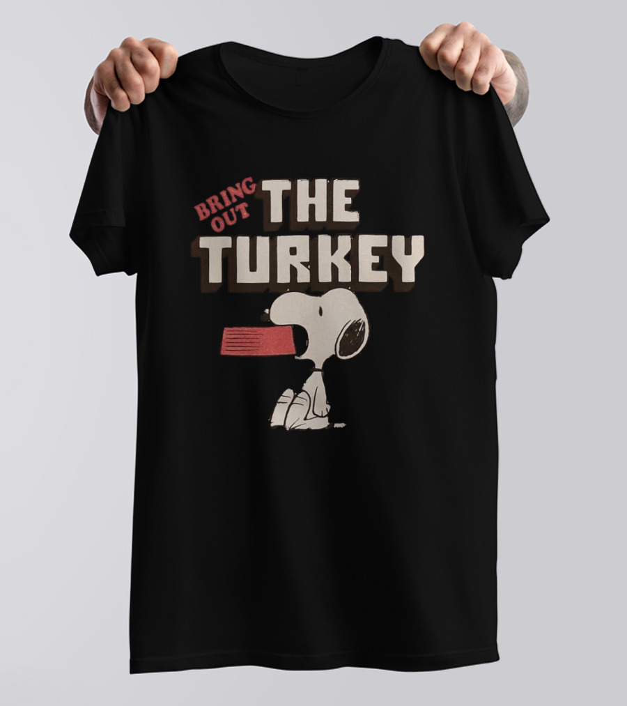 Snoopy Bring Out The Turkey Peanuts Thanksgiving Iconic Cartoon T-Shirt