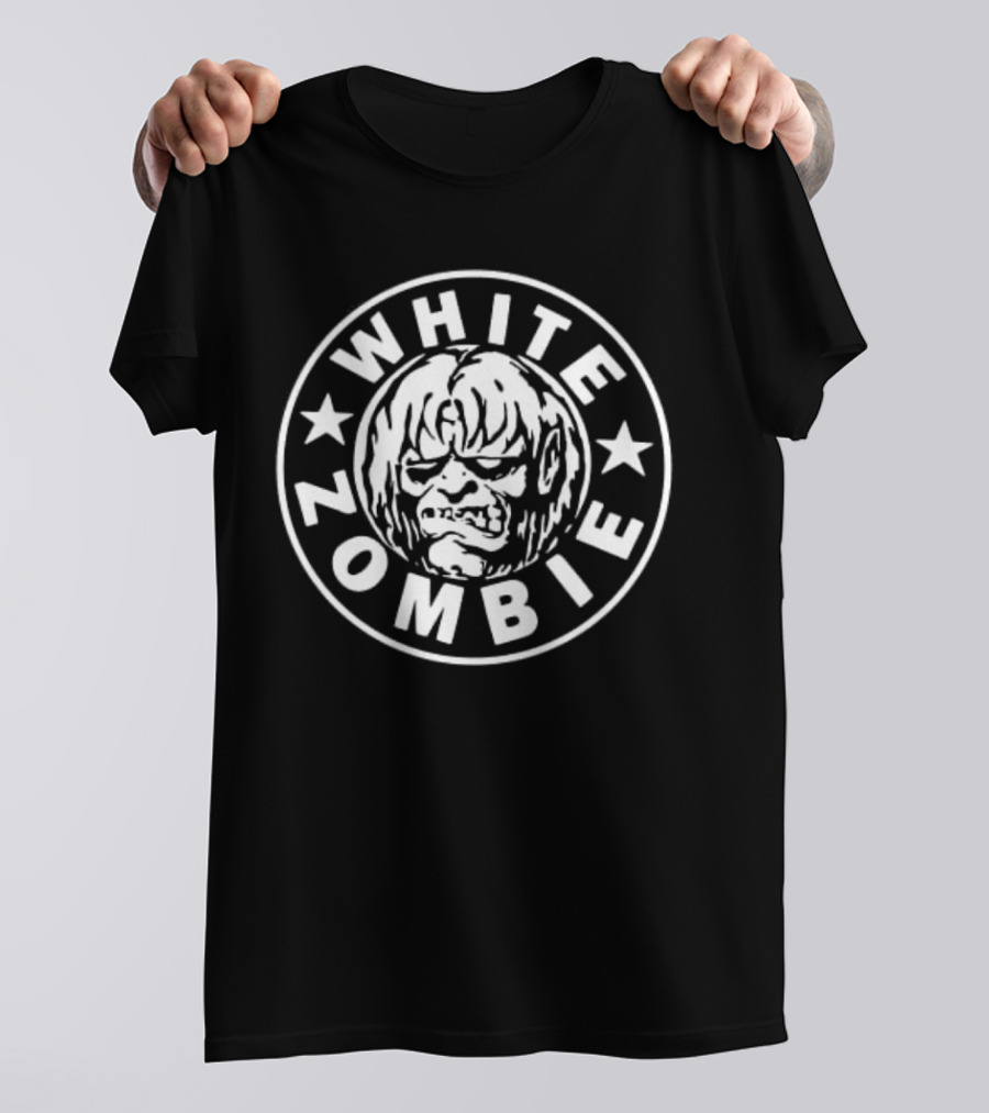 White Zombie Band Logo With Stars And Monster Face T-Shirt
