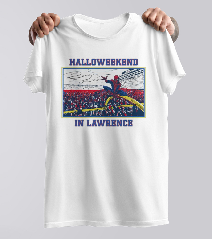 Halloweekend In Lawrence Spider Man Event Crowd Scene T-Shirt