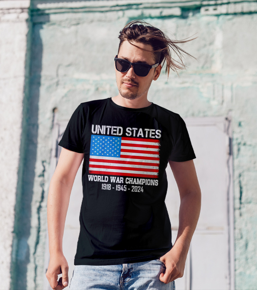 United States Flag World War Champions 1918 1945 T-Shirt
