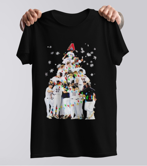 Arizona Diamondbacks Baseball Team Christmas Tree With Logo And Players T-Shirt