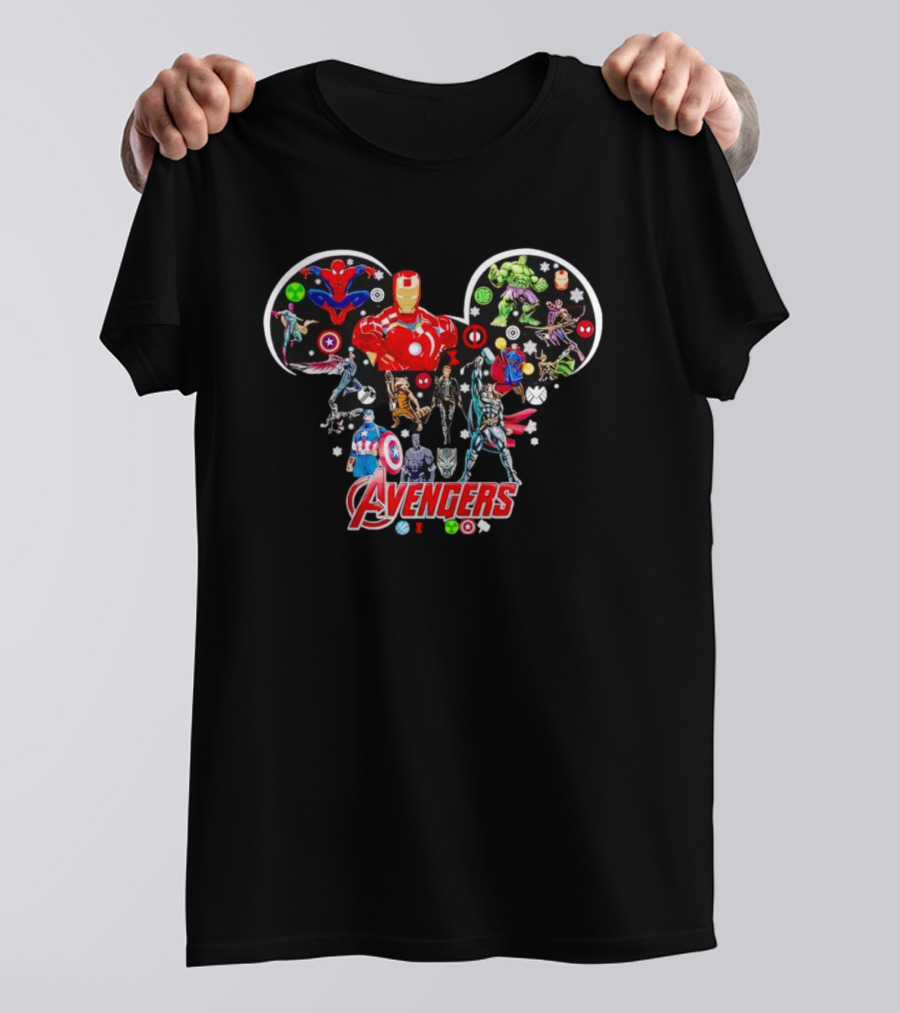 Avengers Marvel Characters In Mickey Mouse Head Shape T-Shirt
