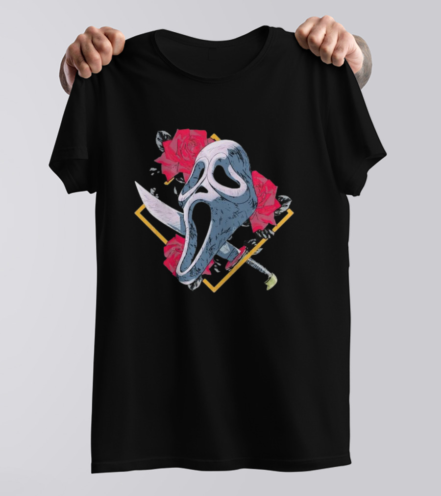 Ghostface Mask With Roses And Knife T-Shirt