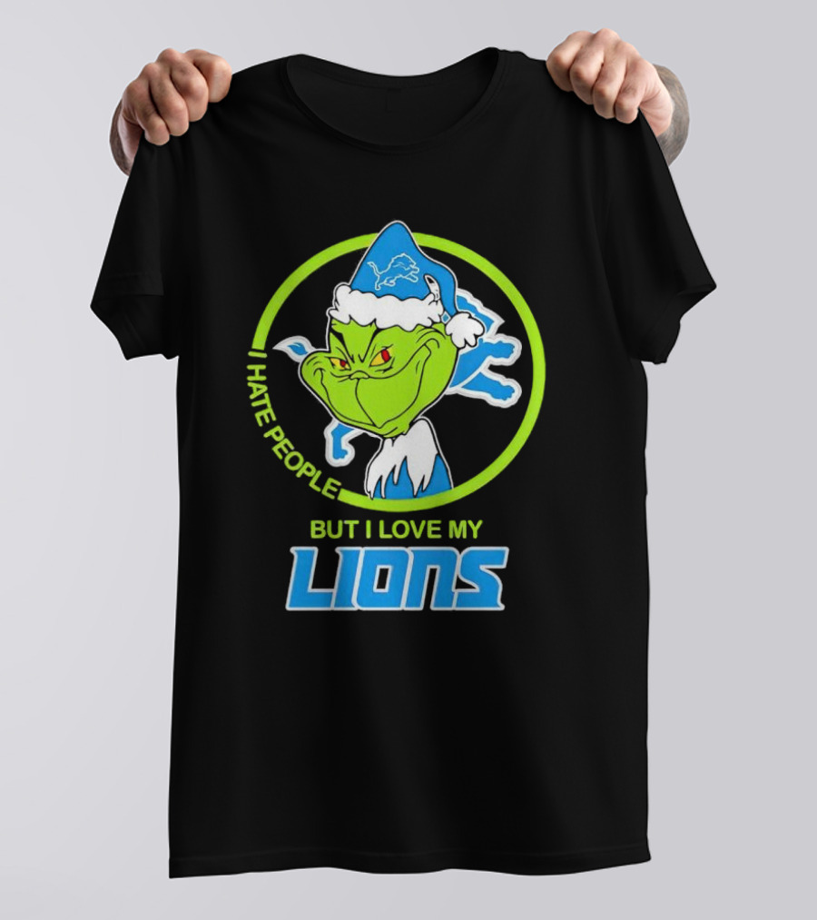 Grinch I Hate People But I Love My Detroit Lions T-Shirt