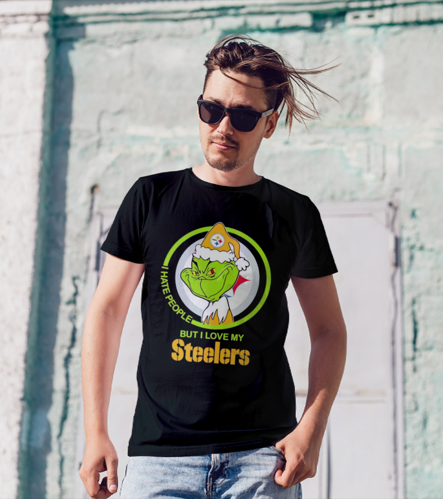 Grinch I Hate People But I Love My Steelers Pittsburgh T-Shirt