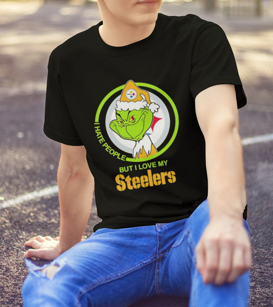 Grinch I Hate People But I Love My Steelers Pittsburgh T-Shirt