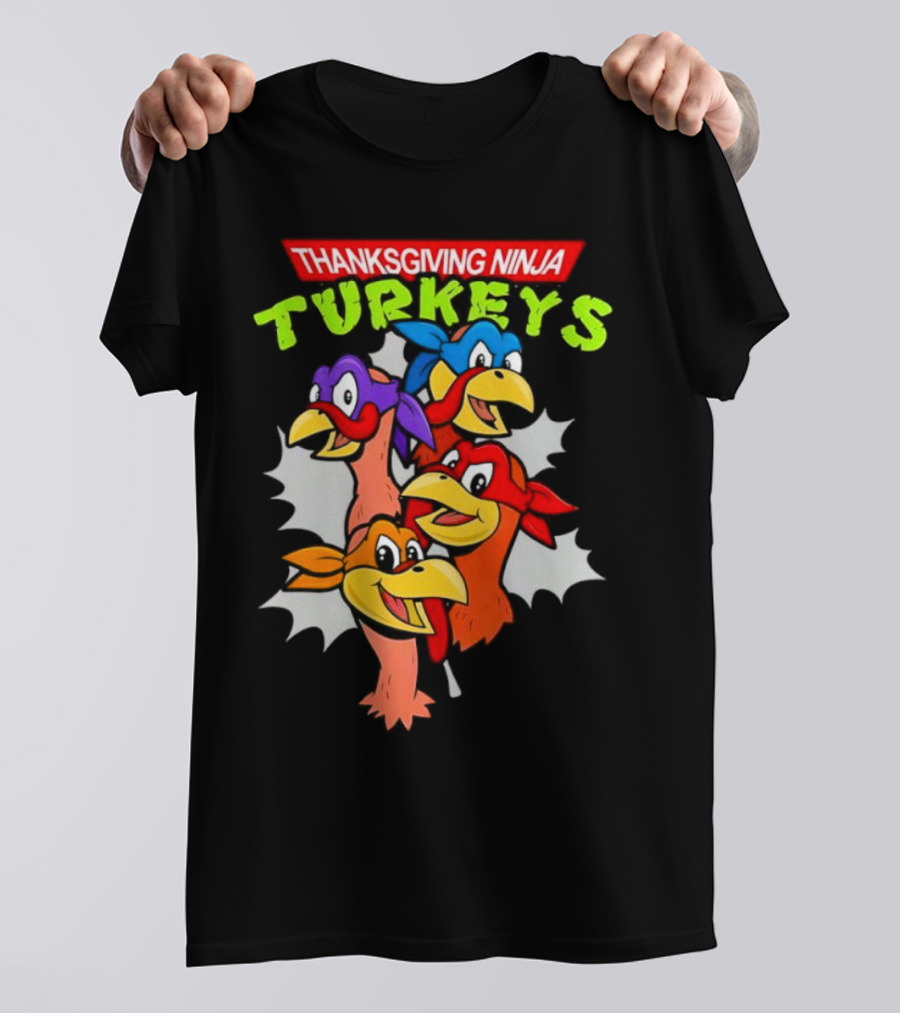 Thanksgiving Ninja Turkeys Cartoon T-Shirt