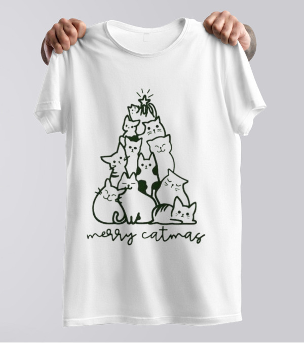 Merry Catmas Cats Christmas Tree T-Shirt