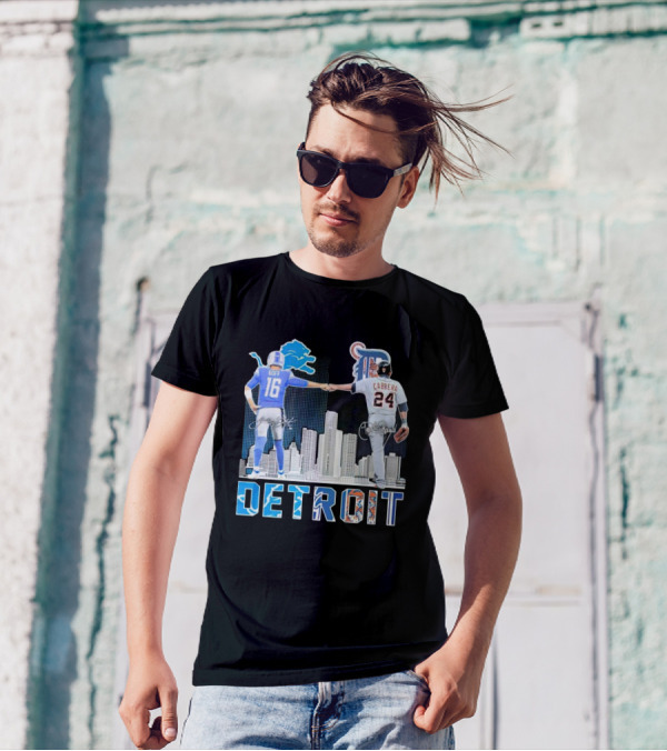 Detroit City Signatures Lions Goff Tigers Cabrera T-Shirt