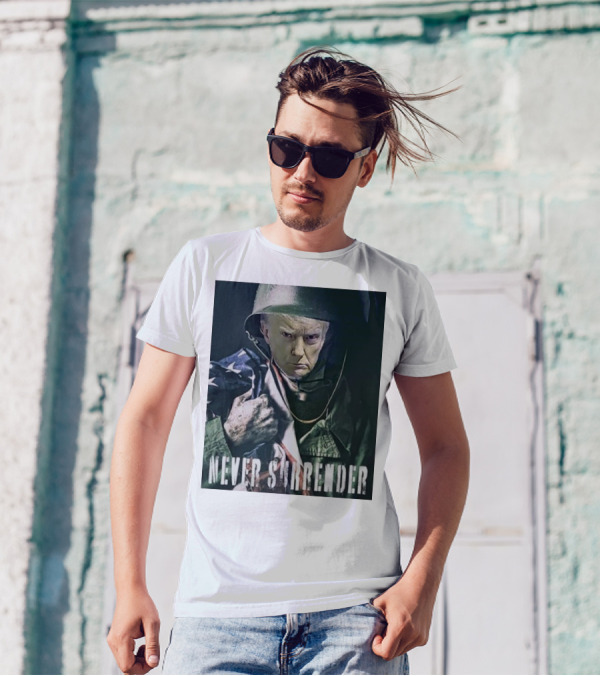 Donald Trump Never Surrender Military Helmet American Flag T-Shirt