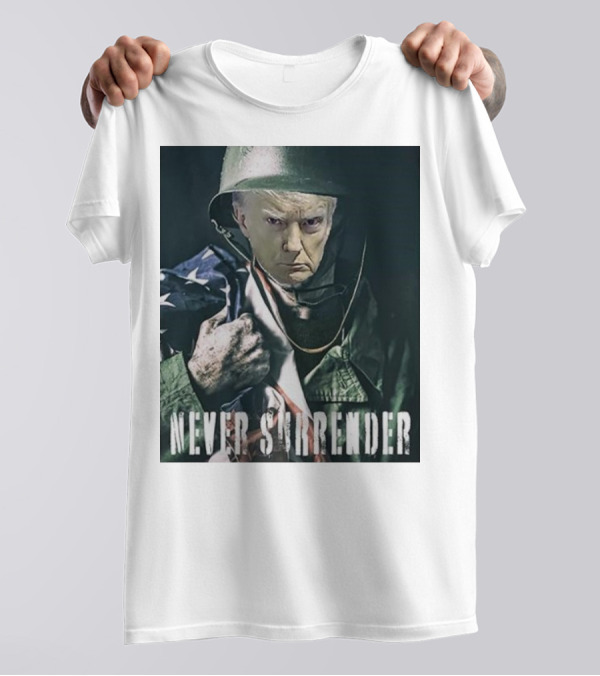 Donald Trump Never Surrender Military Helmet American Flag T-Shirt
