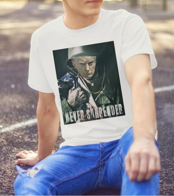 Donald Trump Never Surrender Military Helmet American Flag T-Shirt