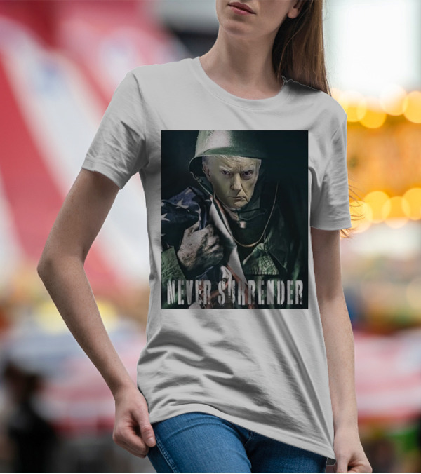 Donald Trump Never Surrender Military Helmet American Flag T-Shirt