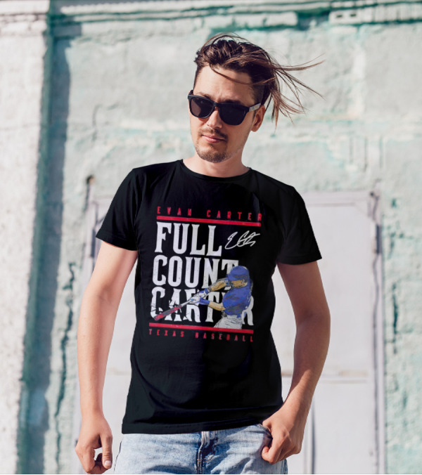 Evan Carter Full Count Carter Texas Baseball Signature T-Shirt