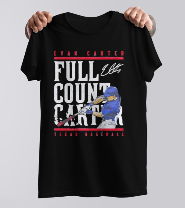 Evan Carter Full Count Carter Texas Baseball Signature T-Shirt