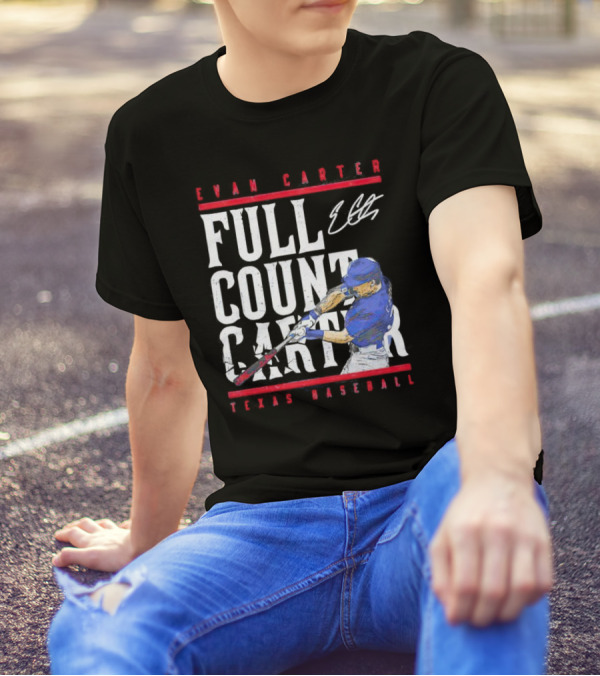 Evan Carter Full Count Carter Texas Baseball Signature T-Shirt