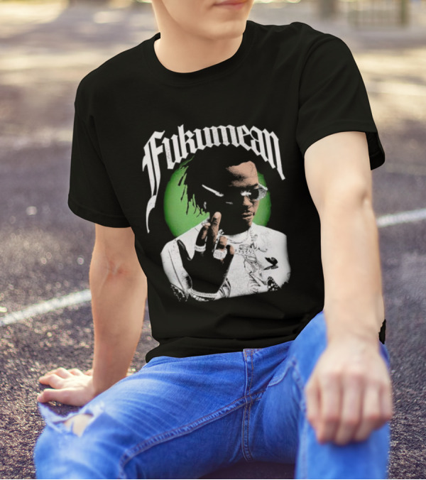 Fukumean 90s Vintage Hip Hop Style With Green Aura T-Shirt